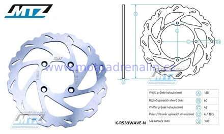 MTZ zadní brzdový kotouč WAVE KTM SX 65 04-24 HSG TC 65 17-24 GAS-GAS MC 21-24