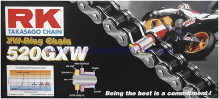 Motocyklový řetěz RK 520 GXW 118 článků