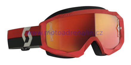Brýle HUSTLE X MX, SCOTT (červené/šedé, oranžové chrom, plexi s čepy pro slidy)